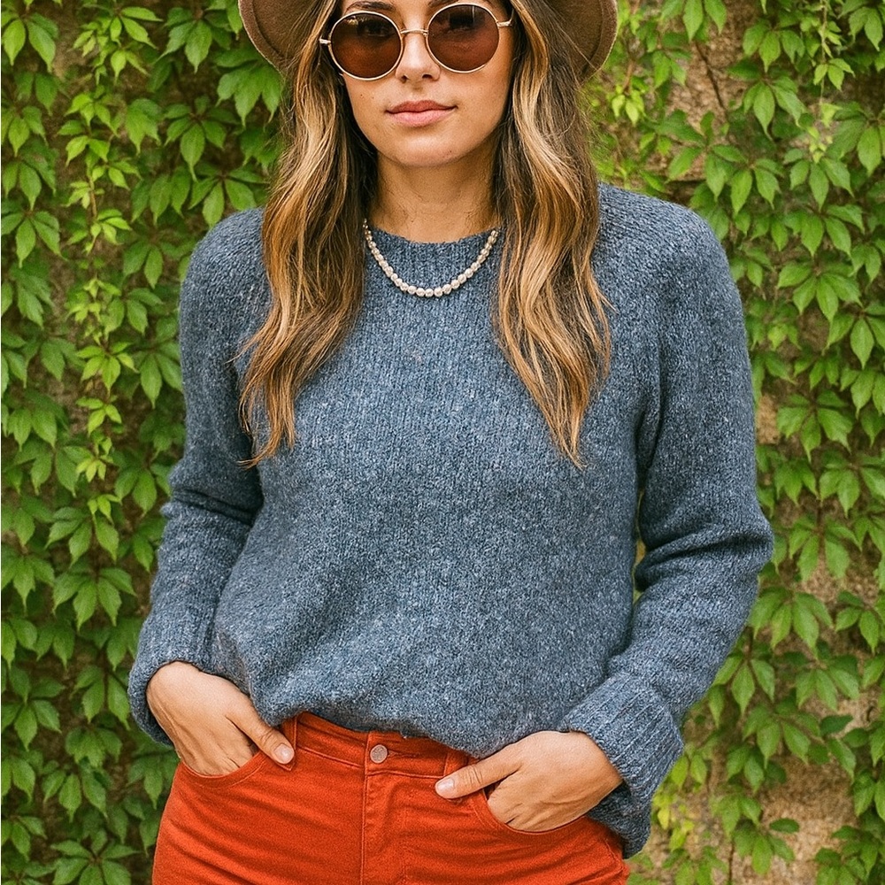 MARGARET O'LEARY Wool/Alpaca Blend Tweed Crewneck Sweater, S